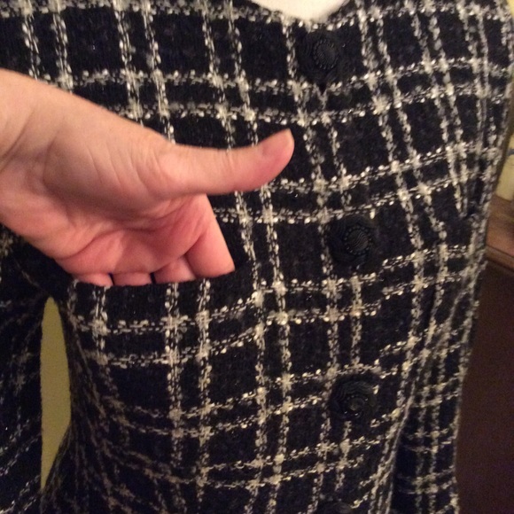 Cute Black & White Wool Blend Plaid Jacket Size 4 - Picture 5 of 16